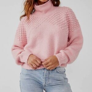 Free people Bradley pullover funnel neck bubble gum pink size small